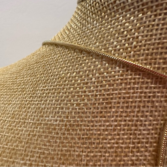 NWT Nordstrom Necklace gold w/ chain tassel on round pendant, sliding ball close - Picture 11 of 13